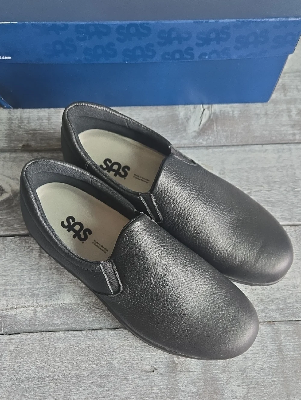 NWT SAS Patriot SR Black Slip Resistant Slide On Loafers SIZE 6.5 In Box - Picture 2 of 11